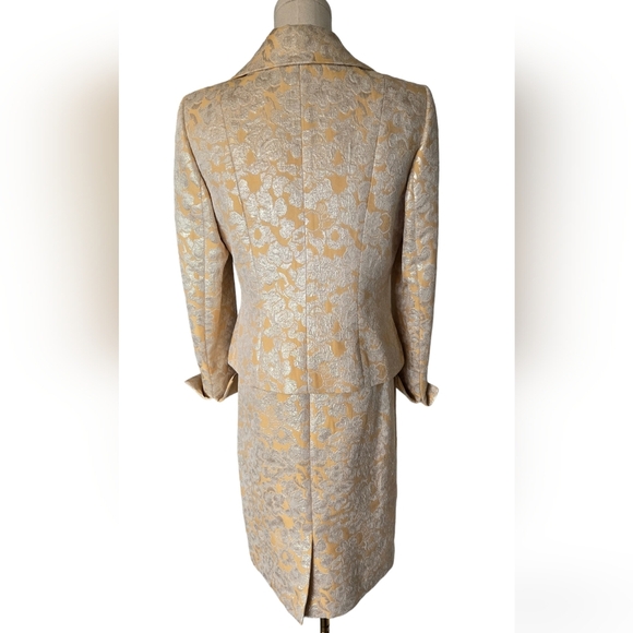 Kasper Yellow & Gold Metallic Skirt Suit - Picture 4 of 14